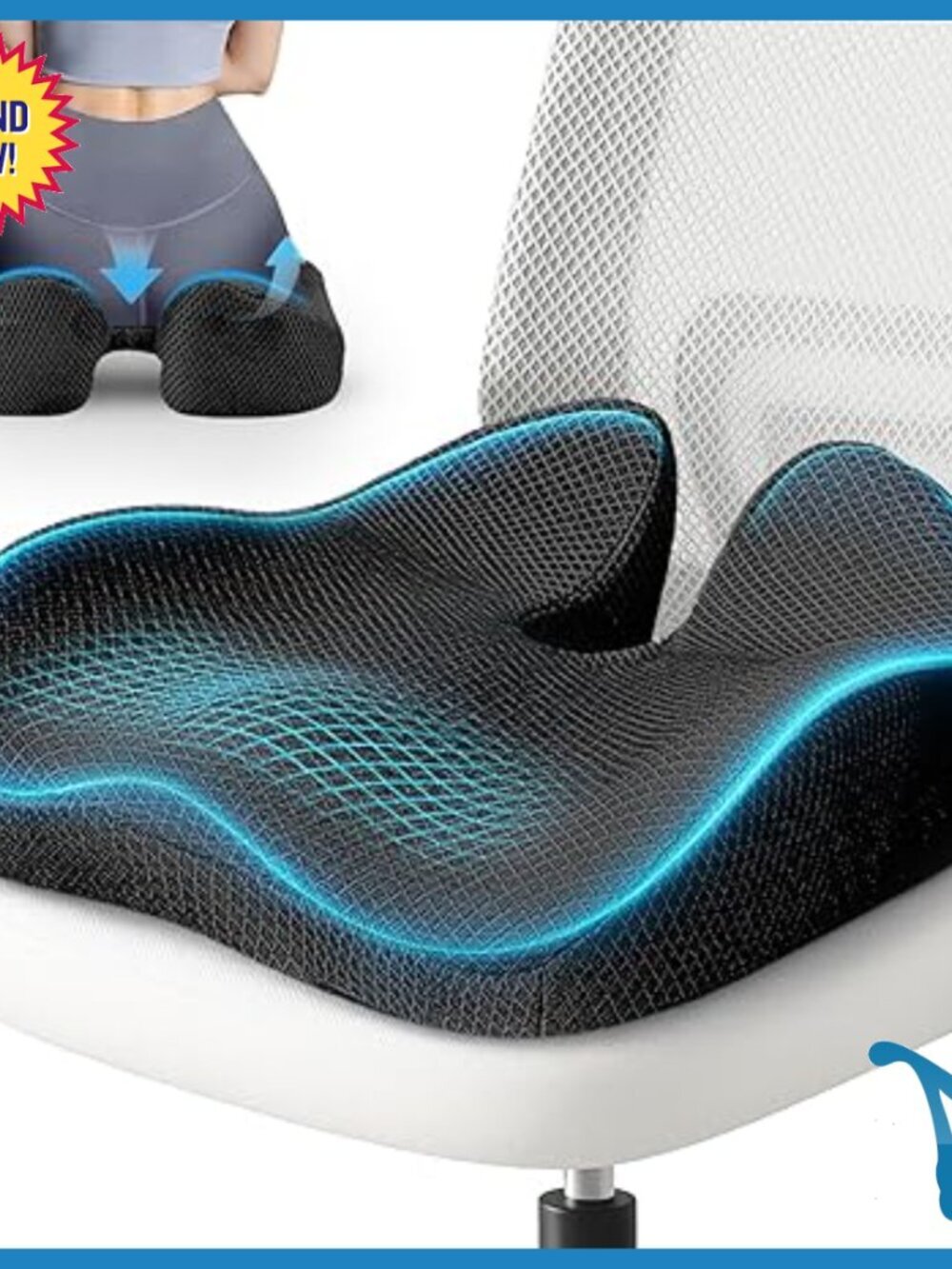 Extra Large Memory Foam Seat Cushion, Ergonomic Support for Office & Car